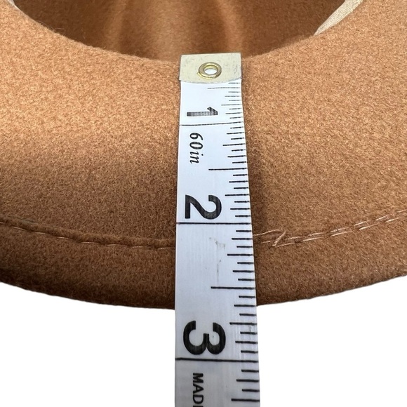 Unisex Fedora Hat Wide Brim Wool Blend Camel Brown OS Adjustable Western Cowboy - Picture 7 of 13